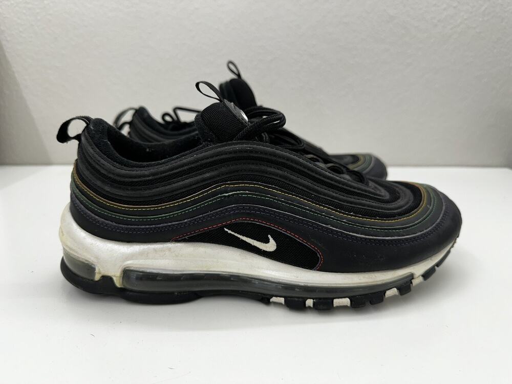Nike Air Max 97 Shoes Womens Size 10 Black Multi Color Stitching CK0738-001
